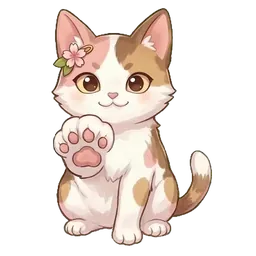 Sakura, the calico cat, dancing on the alarm screen